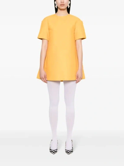 Shop Marni Orange Cady Mini Dress In Yellow