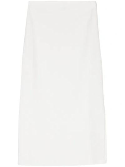 Shop Lorena Antoniazzi White Ribbed-knit Midi Skirt