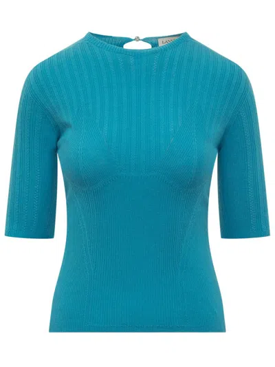 Shop Lanvin Short Sleeve Tops In Blue