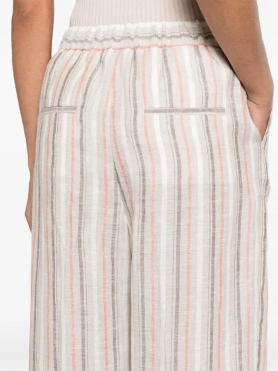 Shop Peserico Multicolor Striped Linen Pants