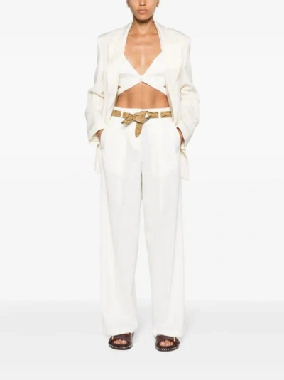 Shop Golden Goose Pleated Wide-leg Trousers In White
