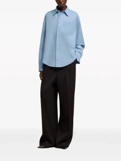 Shop Ami Alexandre Mattiussi Long-sleeve Cotton Shirt In Blue