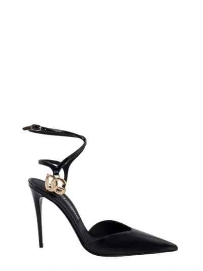 Shop Dolce & Gabbana Patent Leather Slingback With Dg Logo In Black