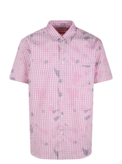 Shop Comme Des Garçons Checked Poplin Shirt In Pink