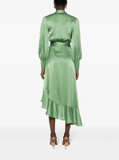 Shop Zimmermann Ruffle-detail Green Midi Dress