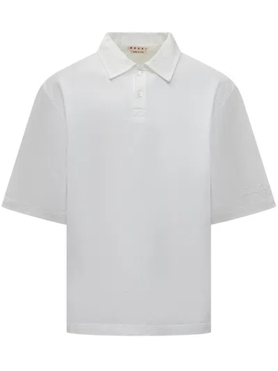 Shop Marni Polo Shirt With Logo In White