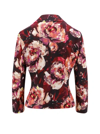 Shop Dolce & Gabbana Cady Blazer With Peonie Flower Print In Red