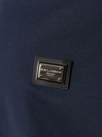 Shop Dolce & Gabbana Cotton Blend Jacket Wwith Hood In Blue