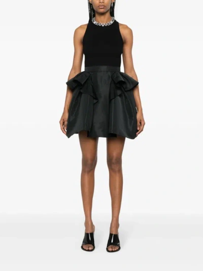 Shop Alexander Mcqueen Black Peplum-trim Mini Dress