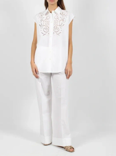 Shop P.a.r.o.s.h Canyox Lace Embroidery Shirt In White