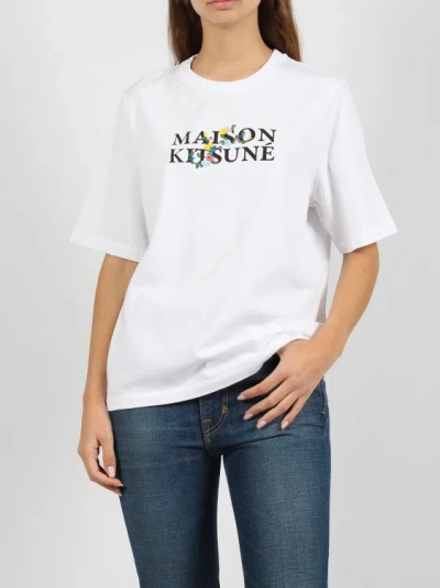 Shop Maison Kitsuné Maison Kitsune Flowers Comfort T-shirt In White