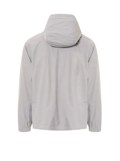 Shop Dolce & Gabbana Hooded Nylon Jacket In Grey