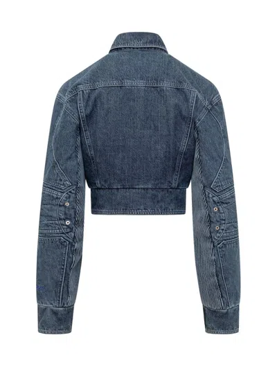 Shop Off-white Cropped Motorcycle Jacket In Blue