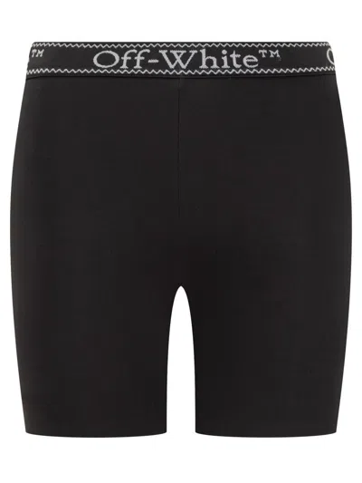 Shop Off-white Short Shorts With Logo Band In Black