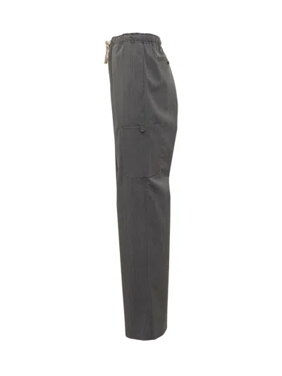 Shop Palm Angels Baggy Pants With Monogram In Grey