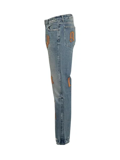 Shop Palm Angels Jeans With Logo In Blue