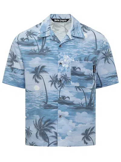 Shop Palm Angels Sunset Pattern Shirt In Blue