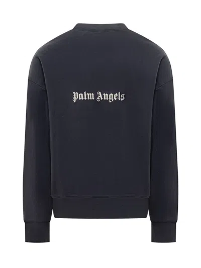 Shop Palm Angels Sweatshirt With Logo On Back In Blue