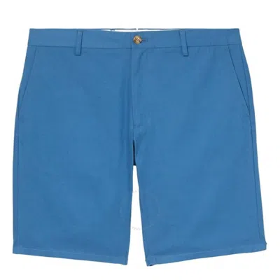 Shop Burberry Dark Cerulean Blue Shibden Logo Applique Shorts