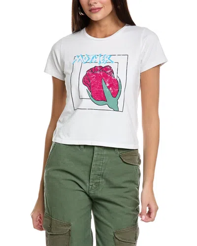 Shop Mother Denim The Cropped Itty Bitty Goodie T-shirt In White