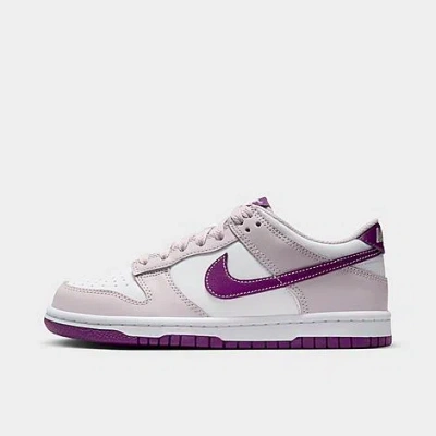Shop Nike Big Kids' Dunk Low Casual Shoes In White/viotech/platinum Violet