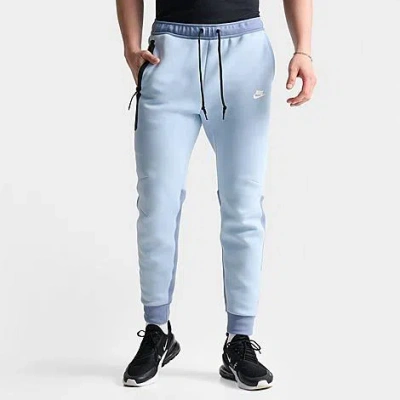 Shop Nike Men's Sportswear Tech Fleece Jogger Pants In Light Armory Blue/ashen Slate/white