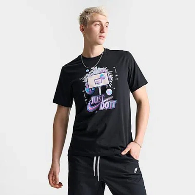 Shop Nike Men's Basketball Iridescent Hoop Graphic T-shirt In Black