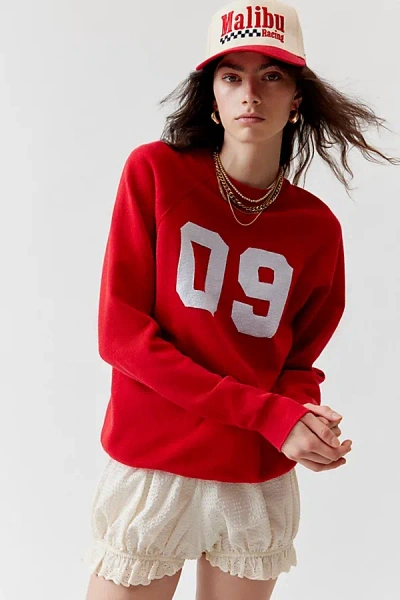 Shop Urban Renewal Remade Sporty Number Sweatshirt In Red, Women's At Urban Outfitters
