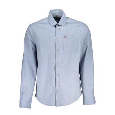 Shop Napapijri Light Blue Cotton Shirt