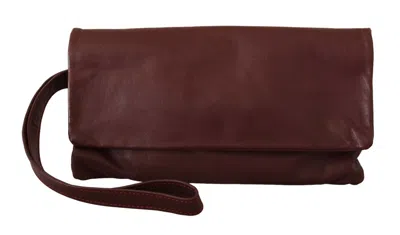 Shop Seymayka Elegant Brown Leather Clutch With Silver Detailing