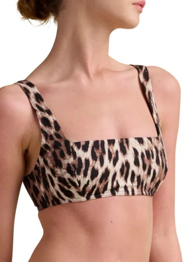 Shop Wolford Sculpt Essentials Bikini Top In Leopard