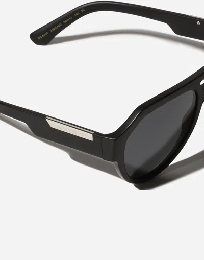 Shop Dolce & Gabbana Mirror Logo Sunglasses In Black