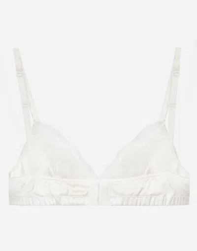 Dolce & Gabbana Soft Cut Satin Bra With Lace In ホワイト