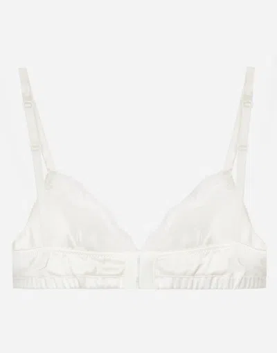Dolce & Gabbana Soft Cut Satin Bra With Lace In ホワイト
