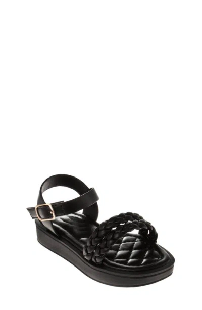 Shop Josmo Kids' Braided Strap Quilted Sandal In Black