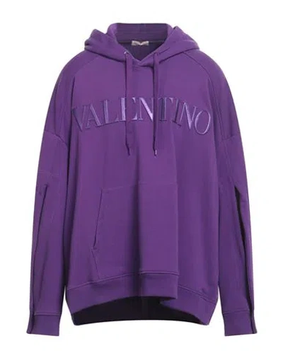 Shop Valentino Garavani Man Sweatshirt Purple Size M Cotton, Elastane