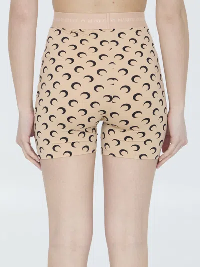 Shop Marine Serre All Over Moon Cyclist Shorts In Beige