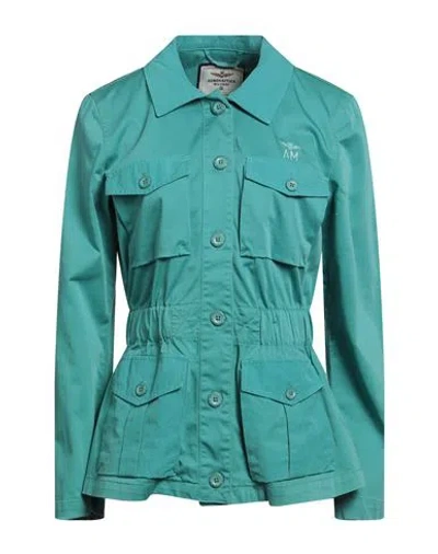 Shop Aeronautica Militare Woman Jacket Green Size 6 Cotton, Elastane