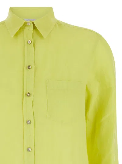 Shop Antonelli Yellow Shirt With Buttons In Linen Woman