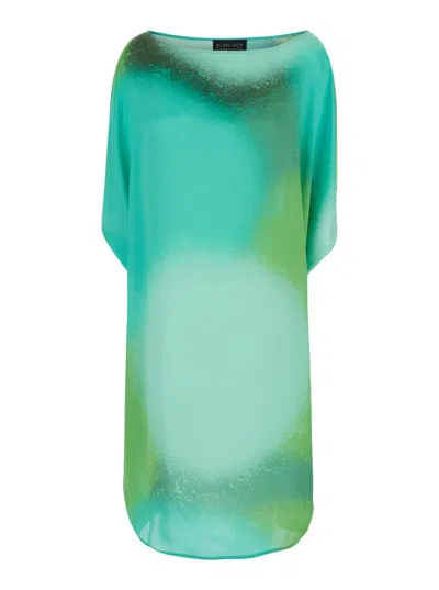 Shop Gianluca Capannolo Green Midi Wide Dress In Silk Woman