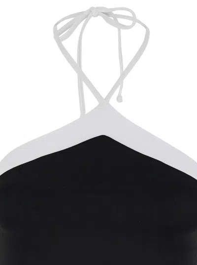 Shop Anjuna Black And White 'charlie' Swimsuit In Techno Fabric Stretch Woman