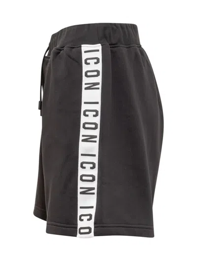 Shop Dsquared2 Icon Collection Icon Tape Shorts In Black