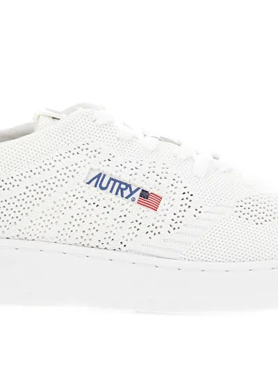 Shop Autry 'medalist Easeknit' White Low Top Sneakers With Perforated Design In Knit Man
