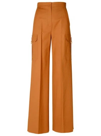 Shop Max Mara Edda' Cotton Blend Leather Cargo Pants In Orange
