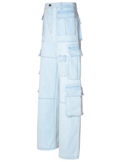 Shop Versace Light Blue Cotton Cargo Jeans In White
