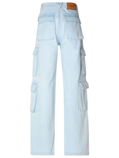 Shop Versace Light Blue Cotton Cargo Jeans In White