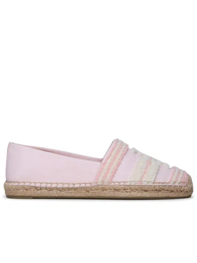 Shop Tory Burch Pink Cotton Espadrilles In White