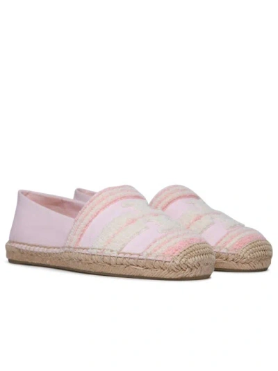 Shop Tory Burch Pink Cotton Espadrilles In White