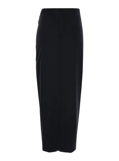 Shop Federica Tosi Black Wrinkled Long Skirt In Techno Fabric Stretch Woman