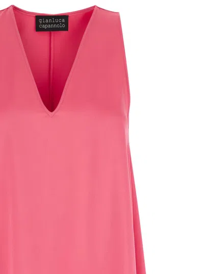 Shop Gianluca Capannolo Pink Maxi Dress In Satin Woman